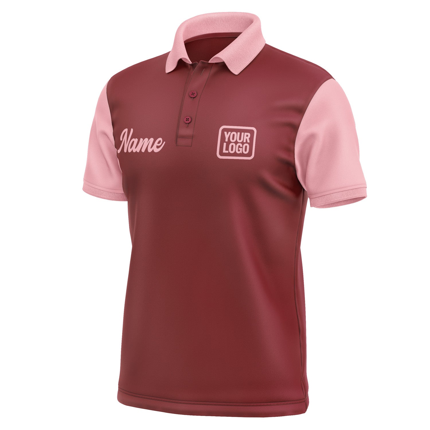 Custom Crimson Red Light Pink Short-Sleeve Polo Shirt PO152121B121
