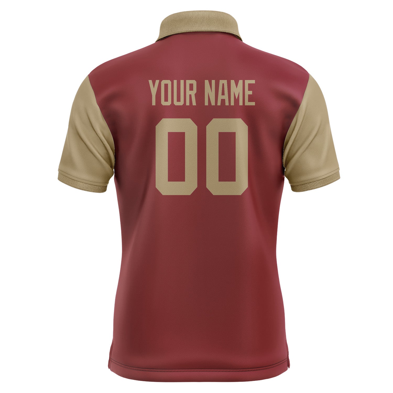 Custom Crimson Red Light Khaki Short-Sleeve Polo Shirt PO152525B125