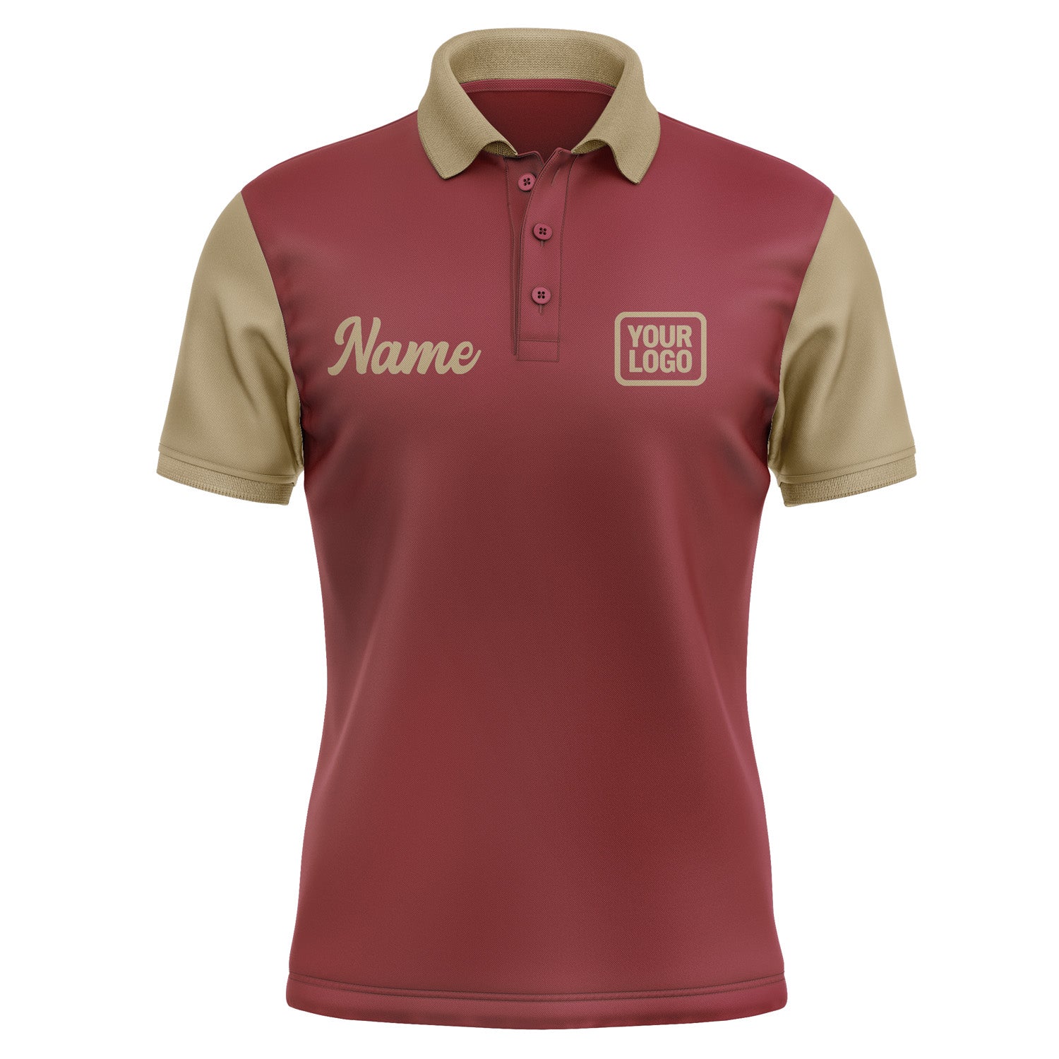 Custom Crimson Red Light Khaki Short-Sleeve Polo Shirt PO152525B125