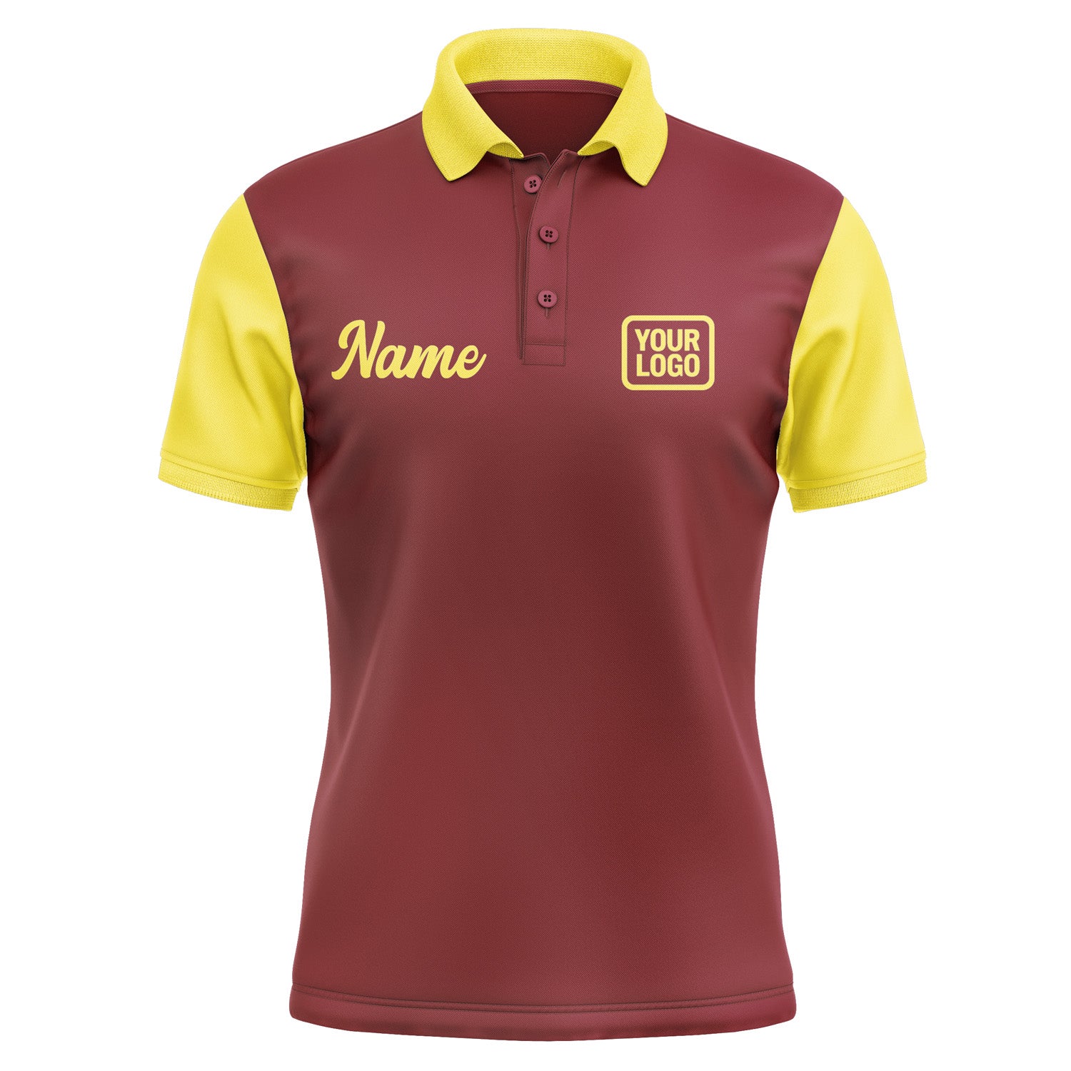 Custom Crimson Red Light Yellow Short-Sleeve Polo Shirt PO152626B126