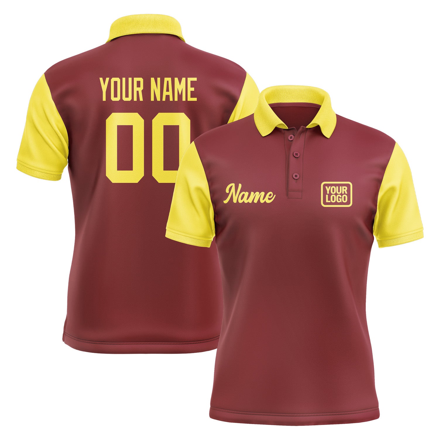 Custom Crimson Red Light Yellow Short-Sleeve Polo Shirt PO152626B126