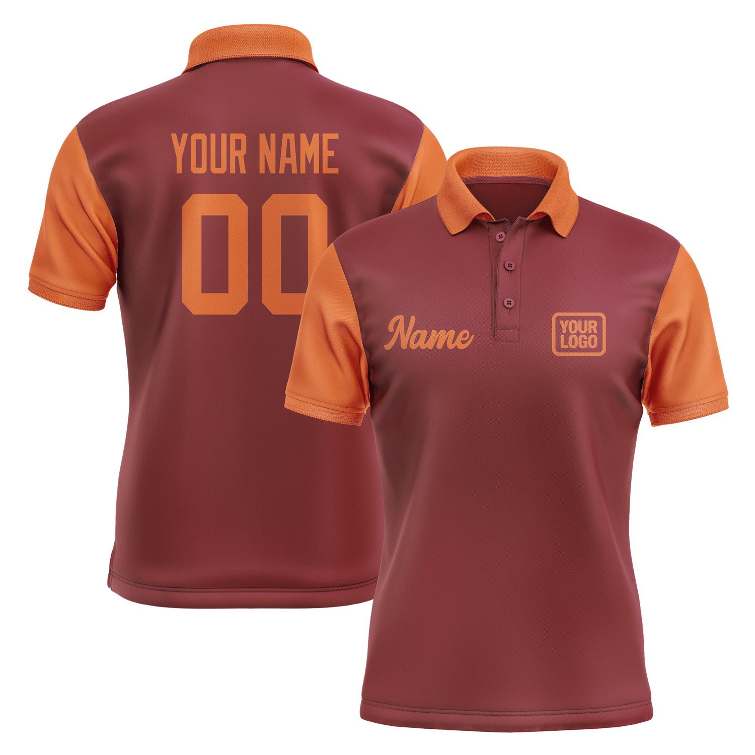 Custom Crimson Red Orange Short-Sleeve Polo Shirt PO152828B128