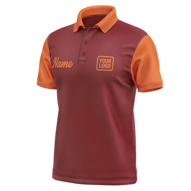 Custom Crimson Red Orange Short-Sleeve Polo Shirt PO152828B128