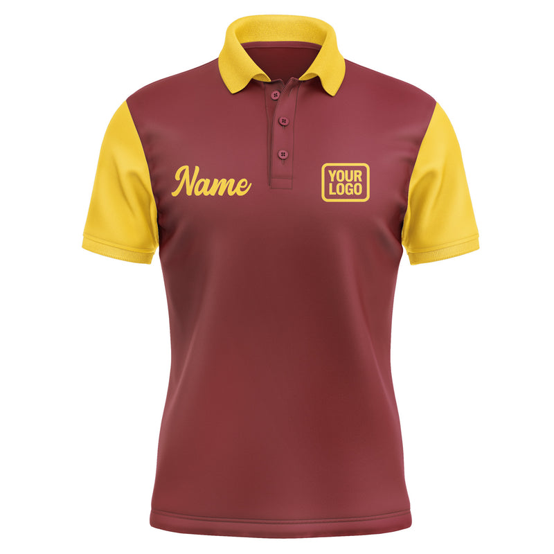 Custom Crimson Red Gold Short-Sleeve Polo Shirt PO153030B130