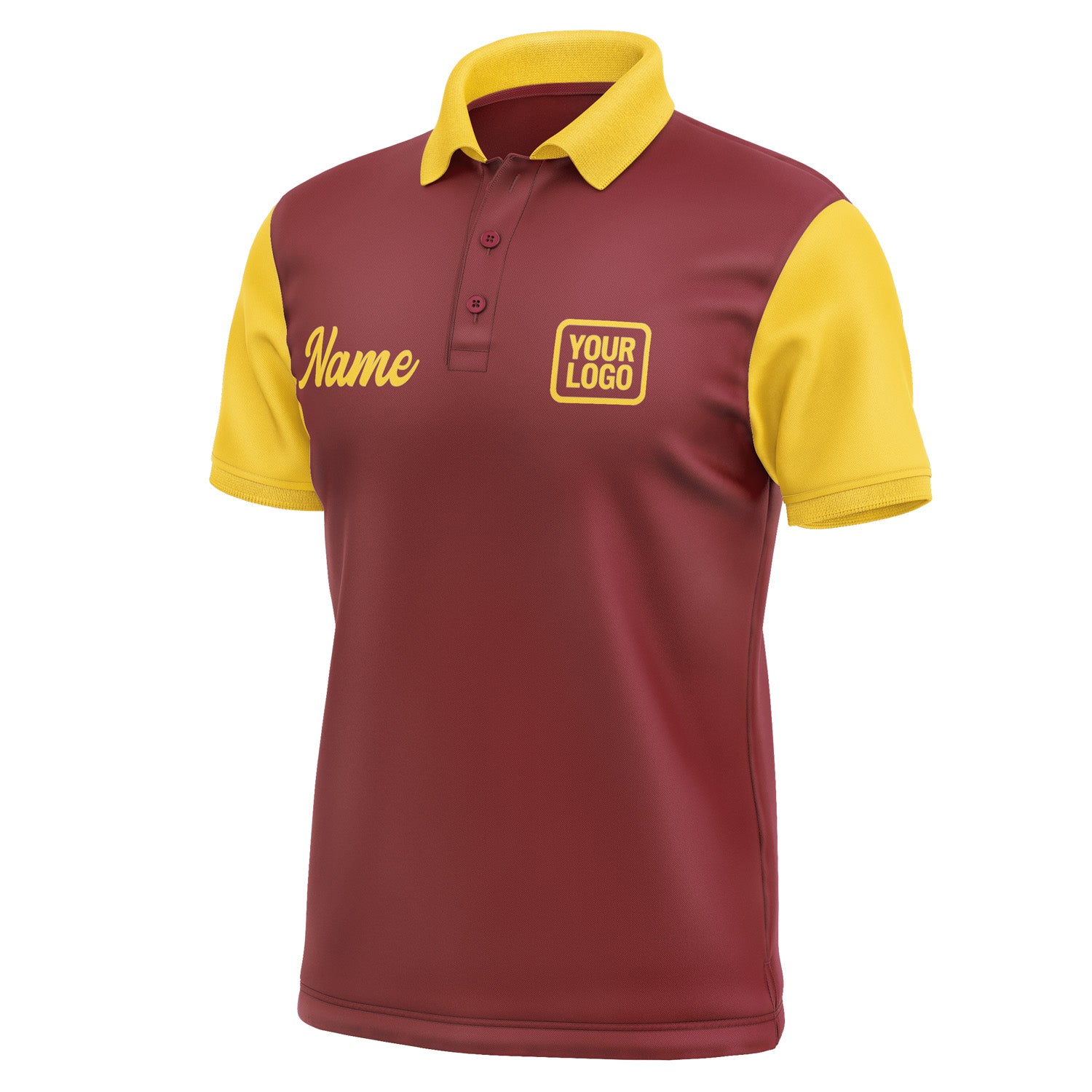 Custom Crimson Red Gold Short-Sleeve Polo Shirt PO153030B130