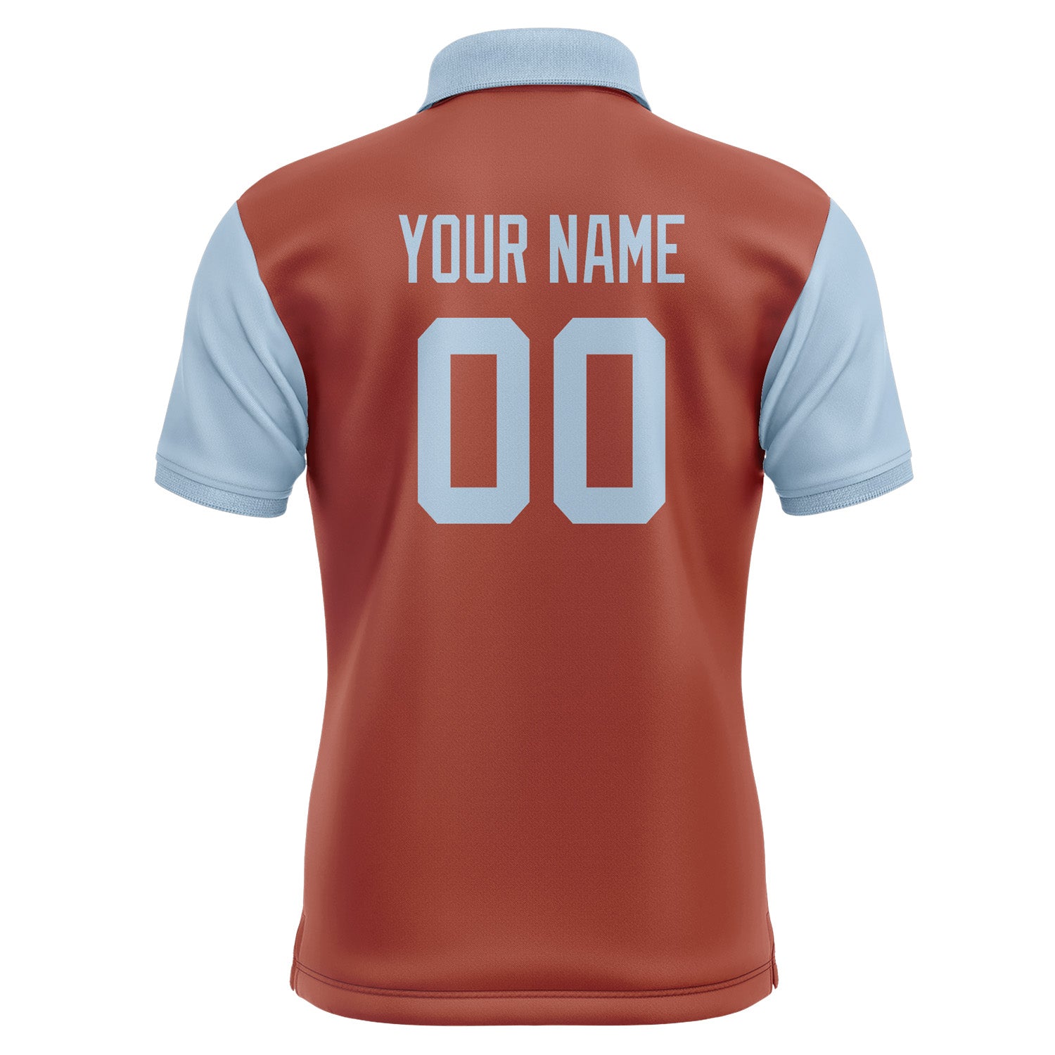 Custom Coral Red Light Blue Short-Sleeve Polo Shirt PO160808B108