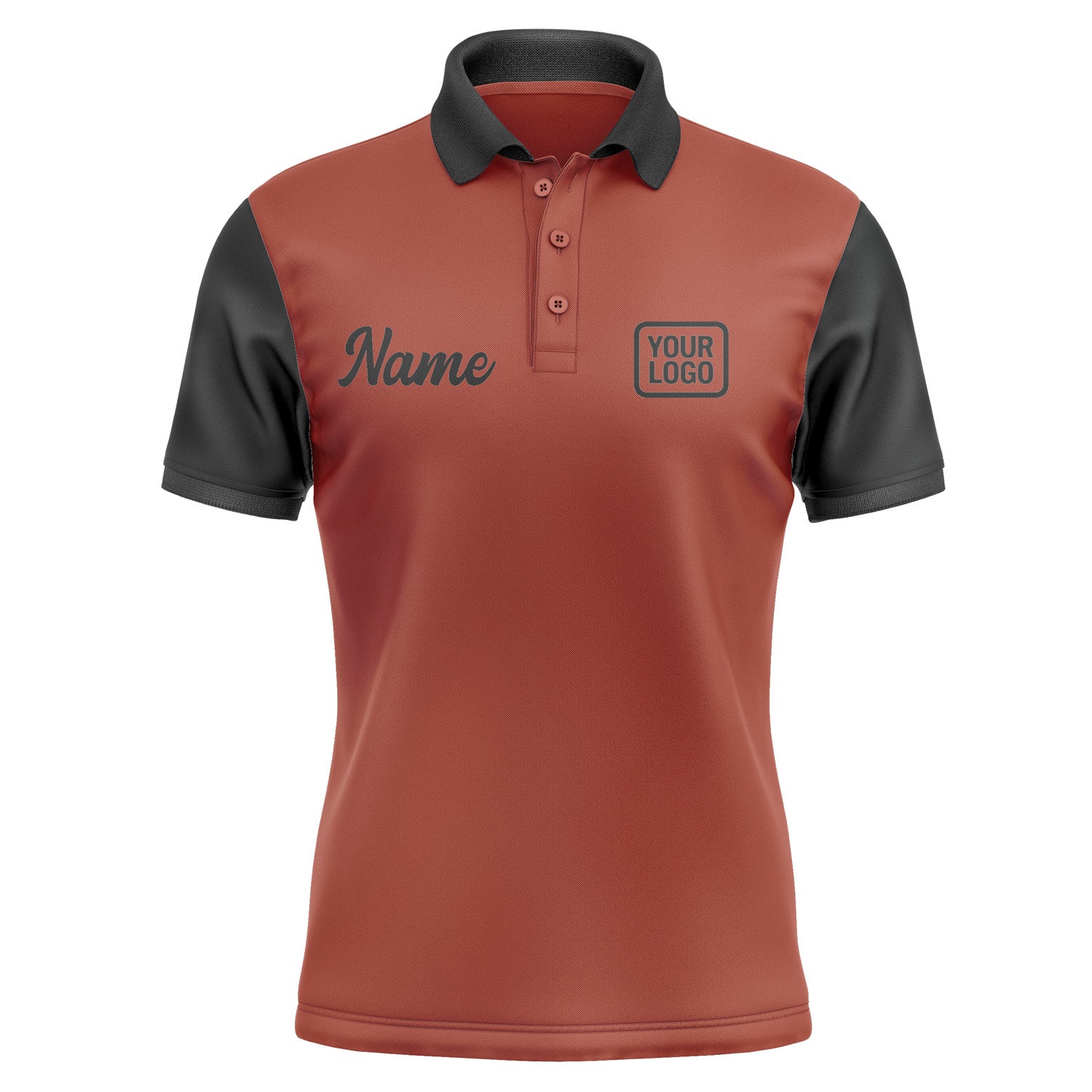 Custom Coral Red Black Short-Sleeve Polo Shirt PO161717B117
