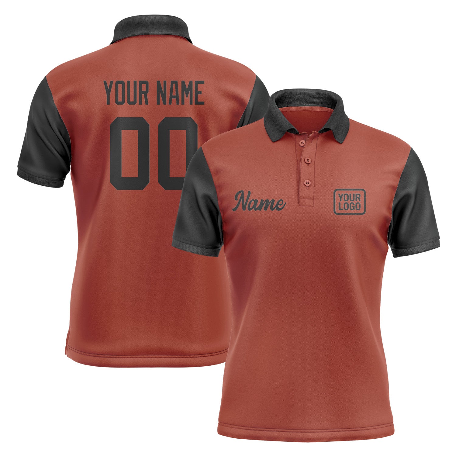 Custom Coral Red Black Short-Sleeve Polo Shirt PO161717B117