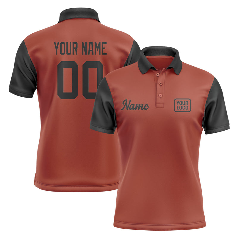 Custom Coral Red Black Short-Sleeve Polo Shirt PO161717B117