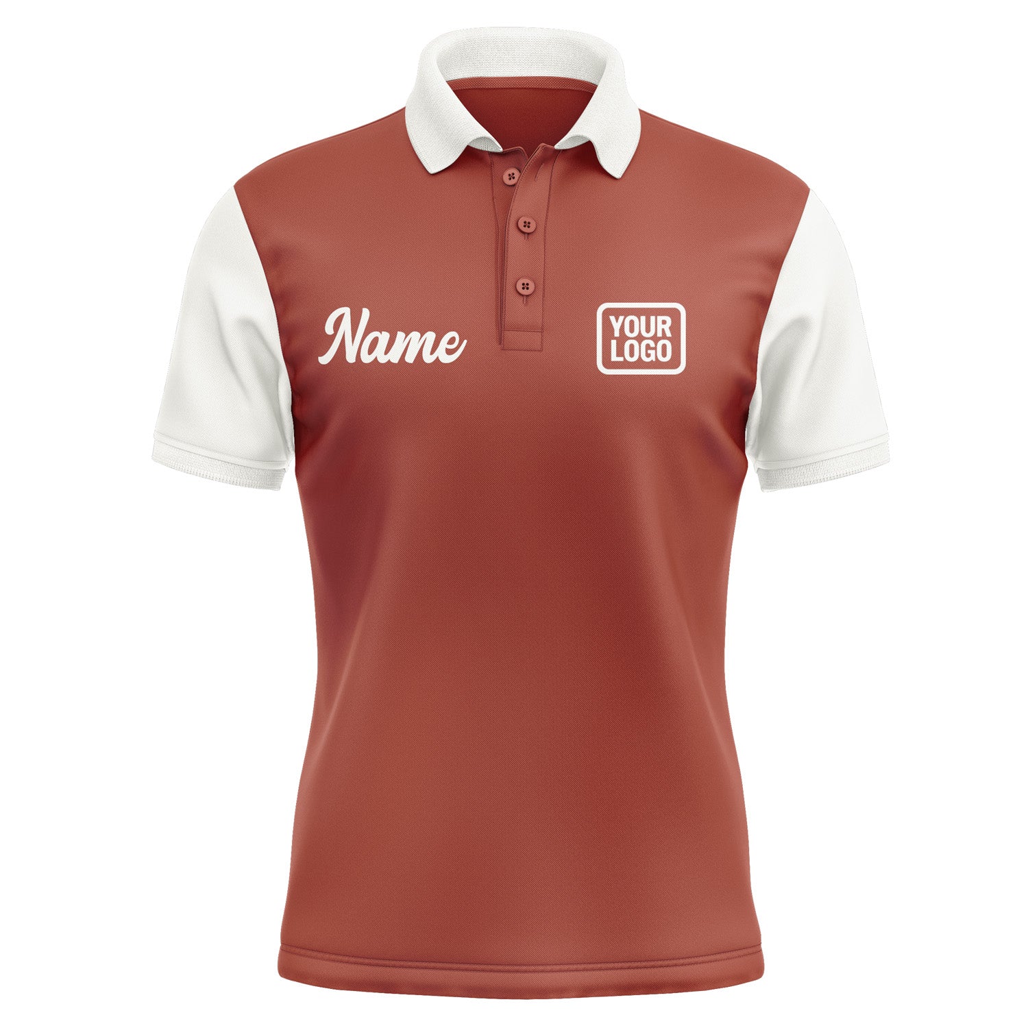 Custom Coral Red White Short-Sleeve Polo Shirt PO161818B118