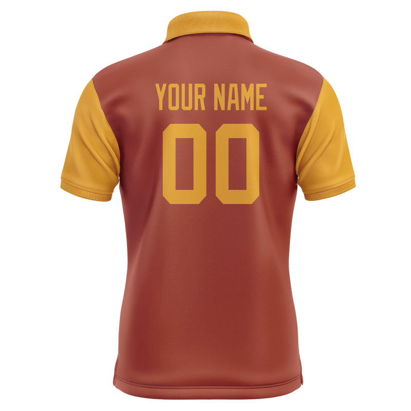 Custom Coral Red Yellow Short-Sleeve Polo Shirt PO161919B119