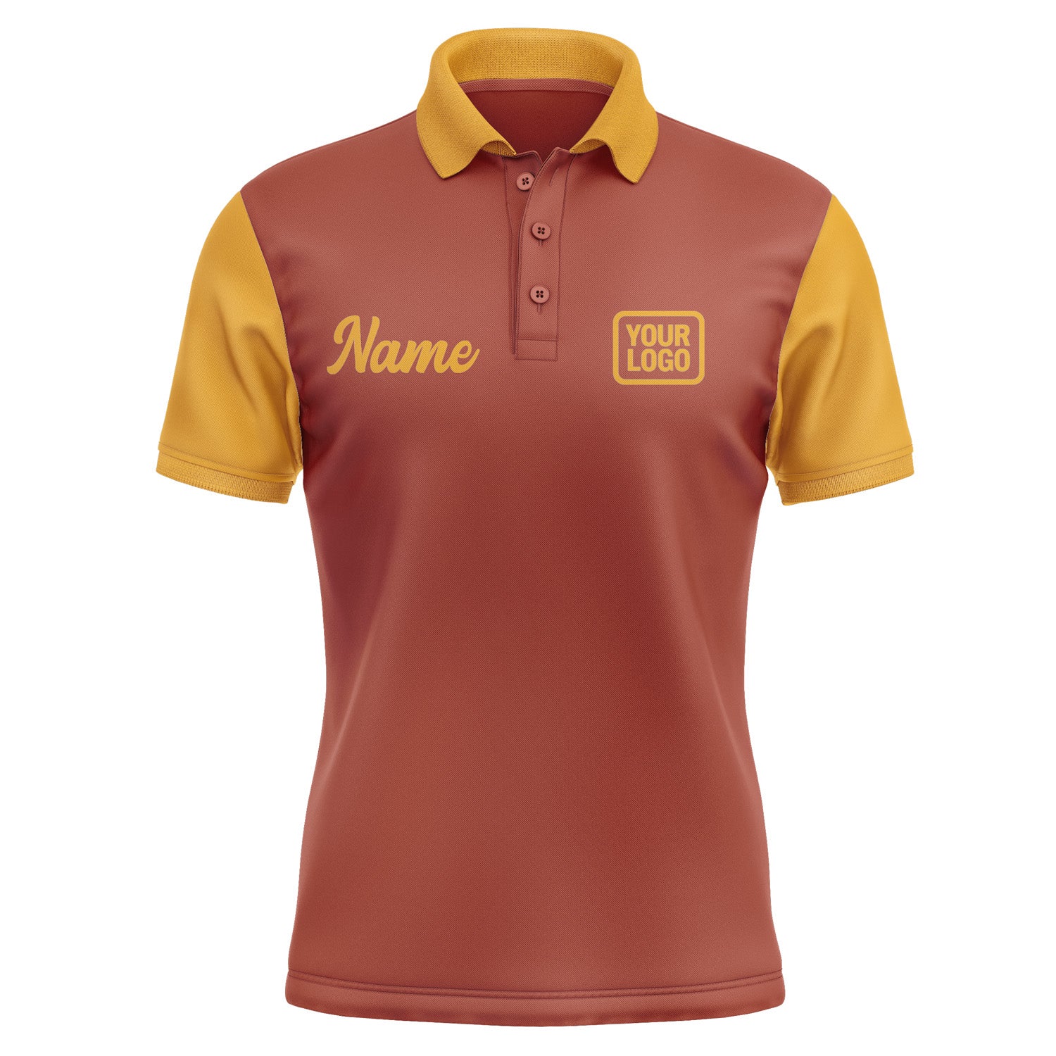 Custom Coral Red Yellow Short-Sleeve Polo Shirt PO161919B119