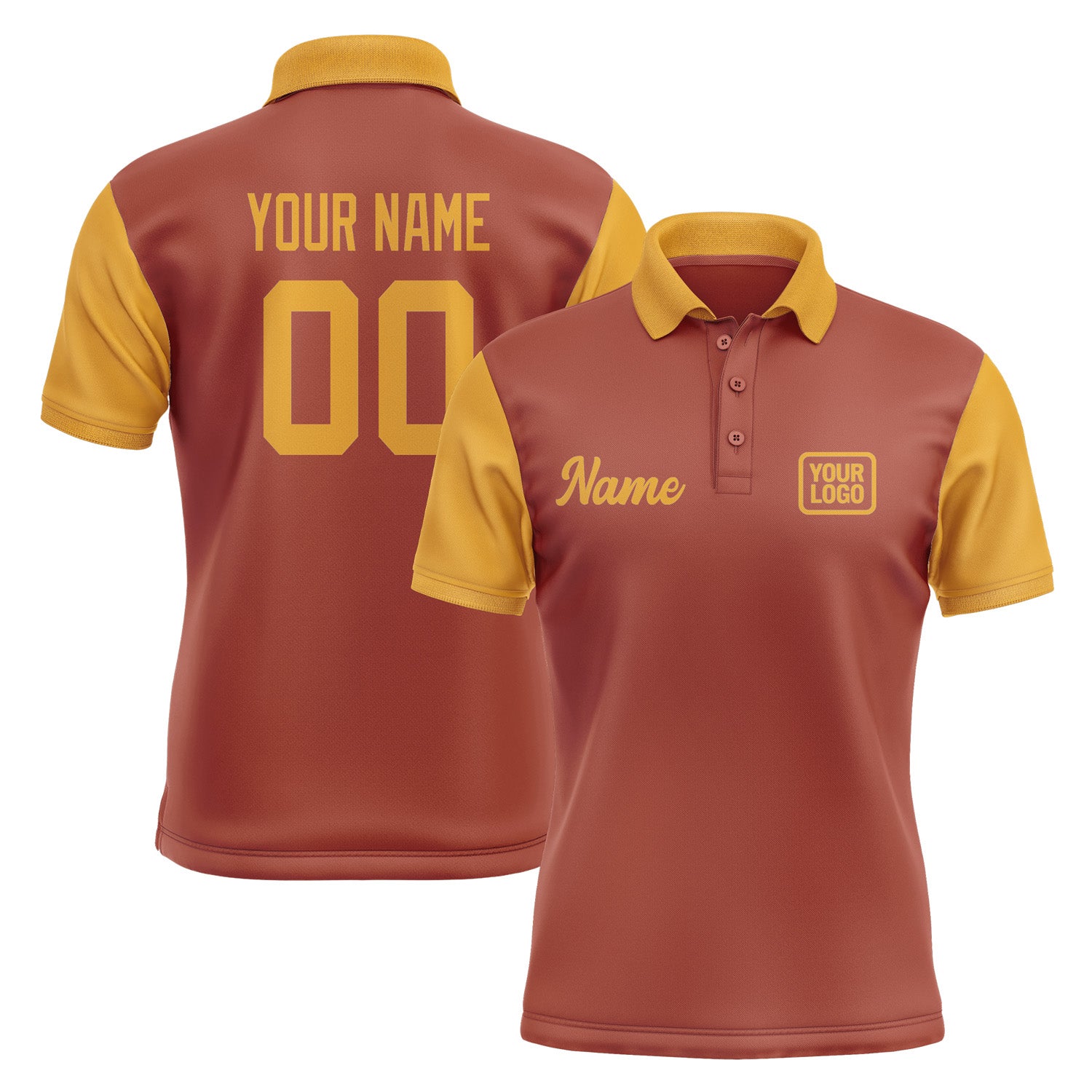 Custom Coral Red Yellow Short-Sleeve Polo Shirt PO161919B119