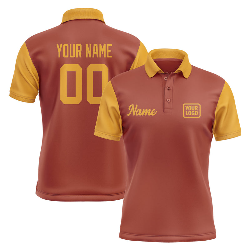 Custom Coral Red Yellow Short-Sleeve Polo Shirt PO161919B119