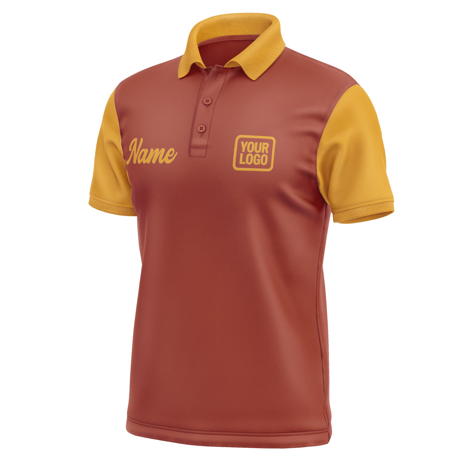 Custom Coral Red Yellow Short-Sleeve Polo Shirt PO161919B119