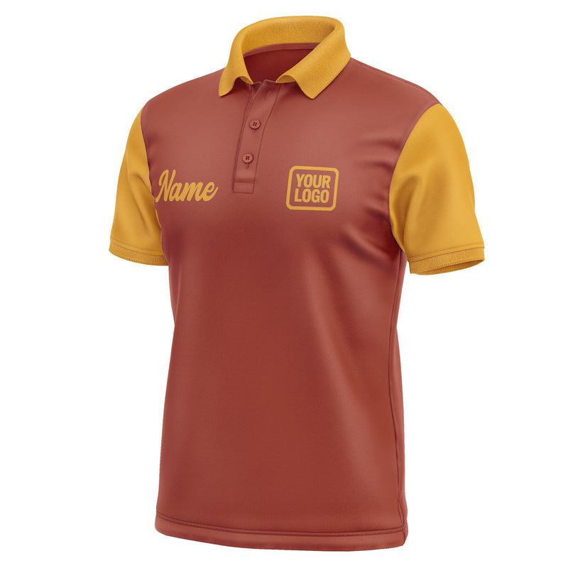 Custom Coral Red Yellow Short-Sleeve Polo Shirt PO161919B119
