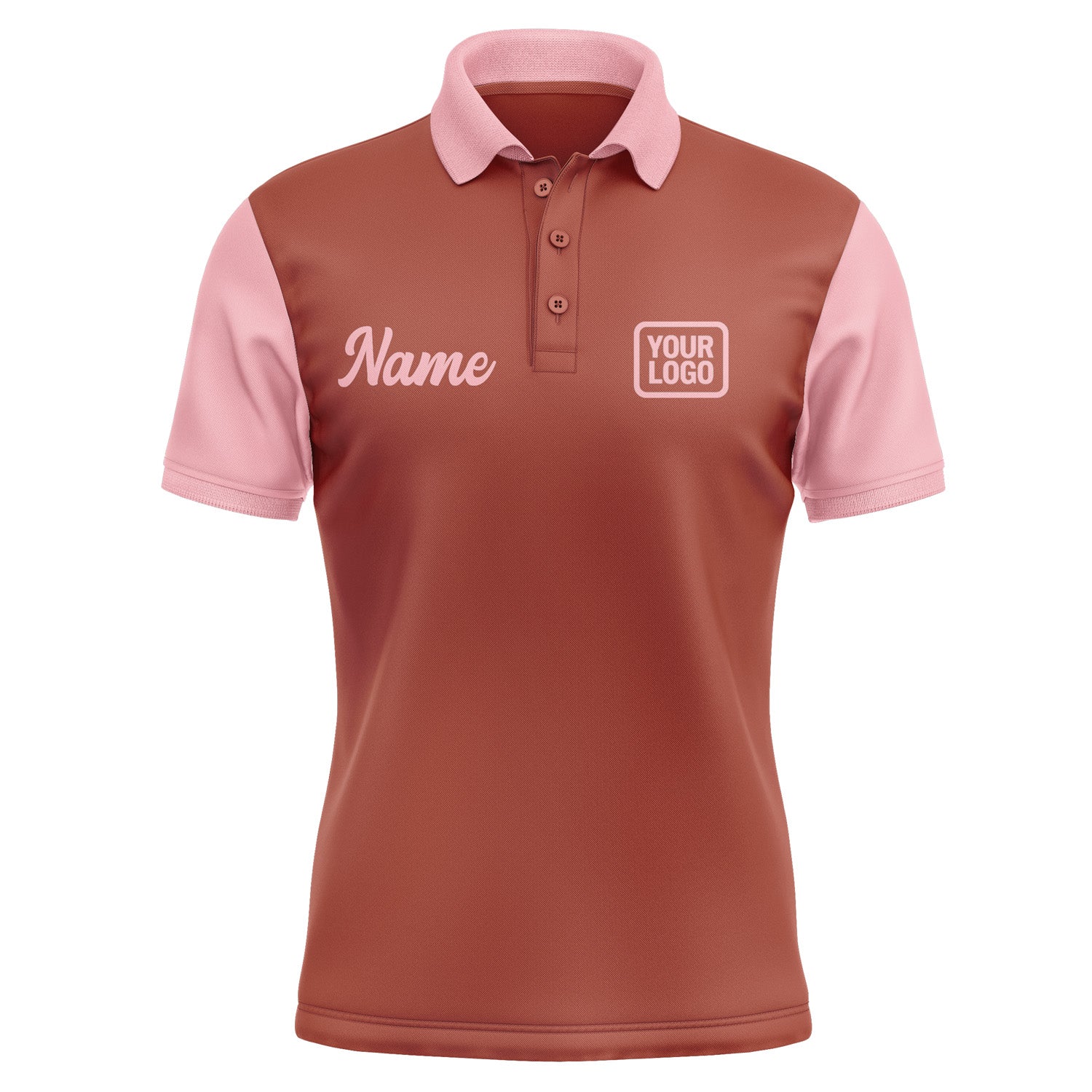 Custom Coral Red Light Pink Short-Sleeve Polo Shirt PO162121B121