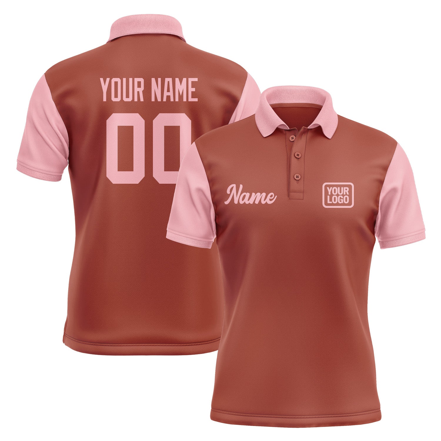 Custom Coral Red Light Pink Short-Sleeve Polo Shirt PO162121B121