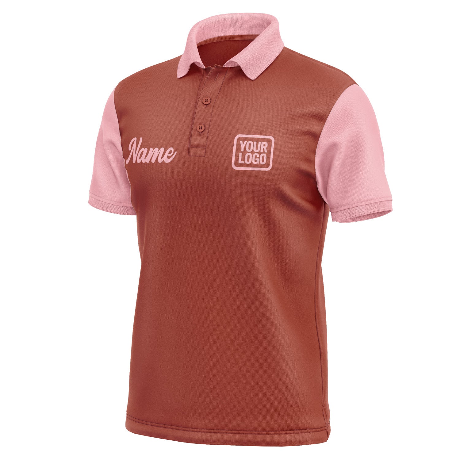 Custom Coral Red Light Pink Short-Sleeve Polo Shirt PO162121B121