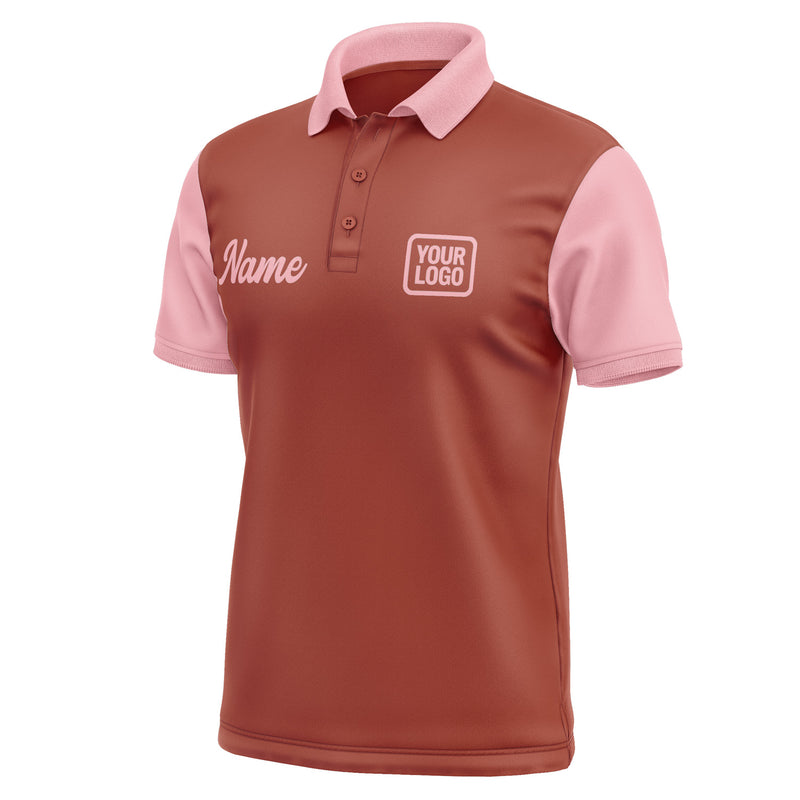 Custom Coral Red Light Pink Short-Sleeve Polo Shirt PO162121B121