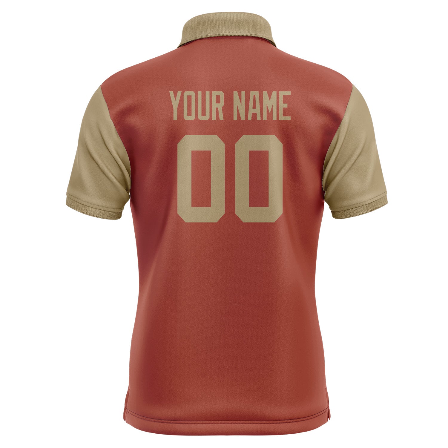 Custom Coral Red Light Khaki Short-Sleeve Polo Shirt PO162525B125