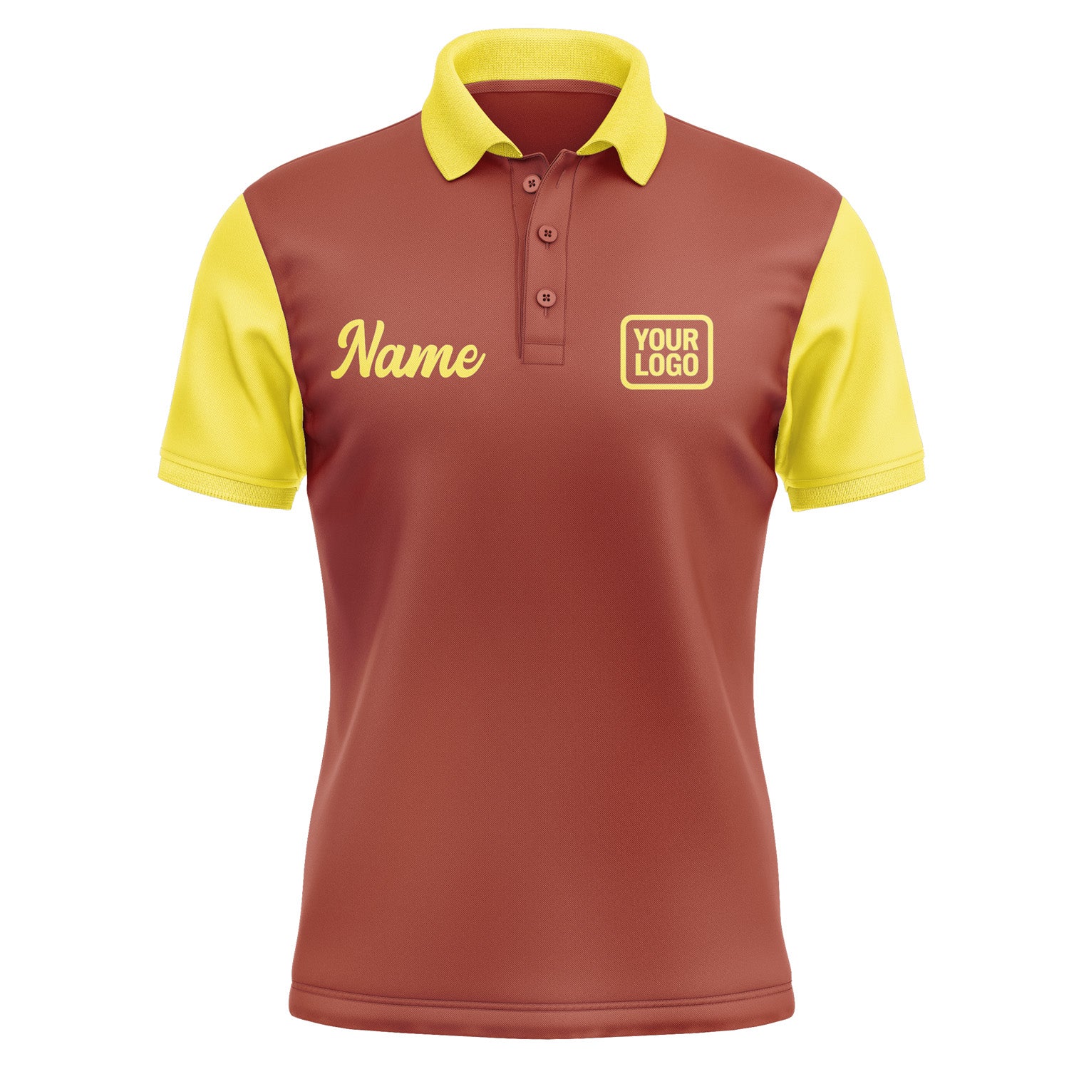 Custom Coral Red Light Yellow Short-Sleeve Polo Shirt PO162626B126