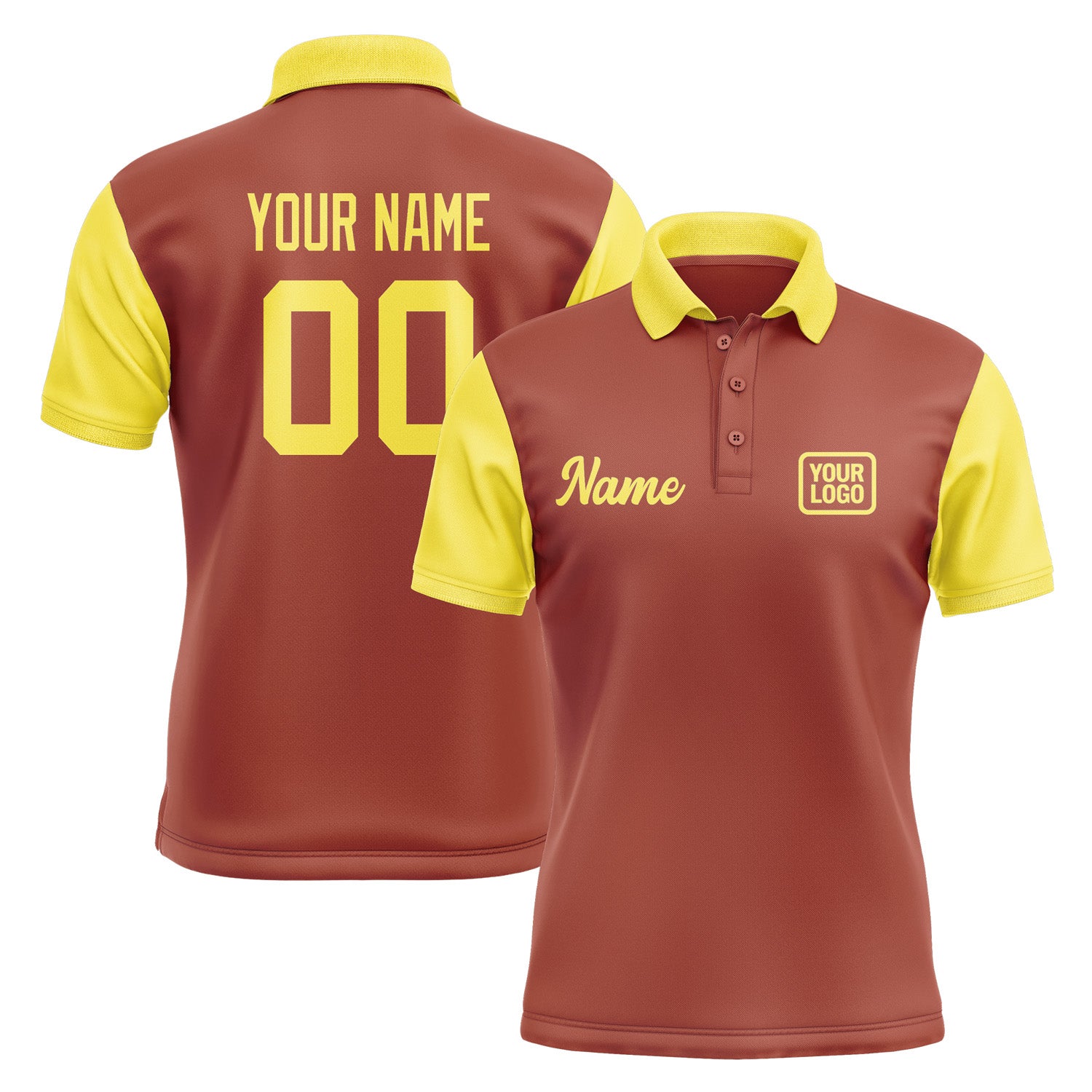 Custom Coral Red Light Yellow Short-Sleeve Polo Shirt PO162626B126