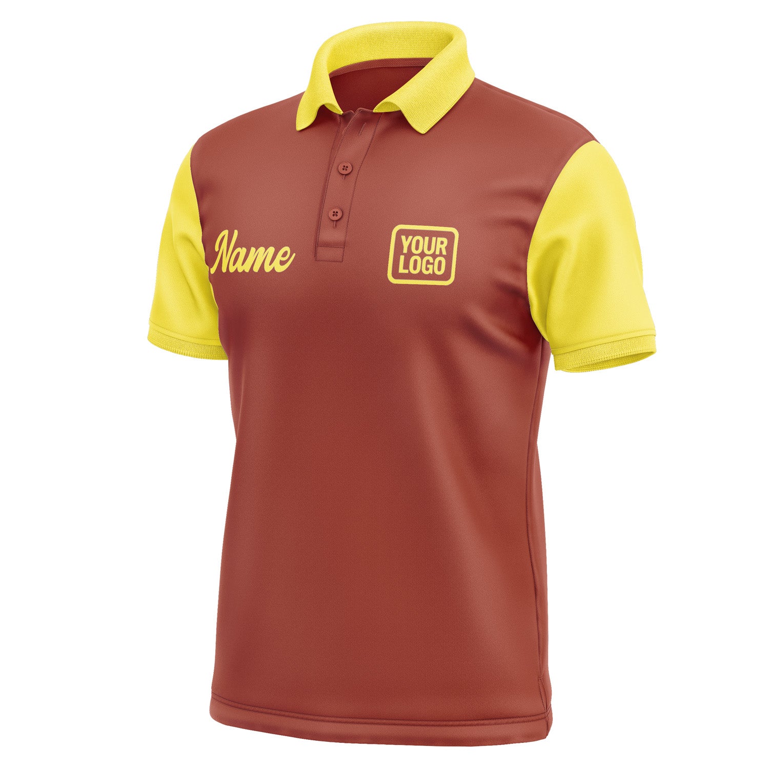 Custom Coral Red Light Yellow Short-Sleeve Polo Shirt PO162626B126