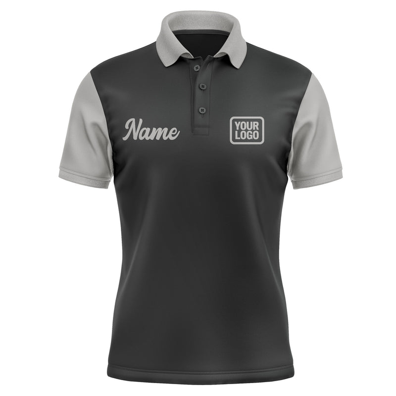 Custom Black Gray Short-Sleeve Polo Shirt PO170404B104