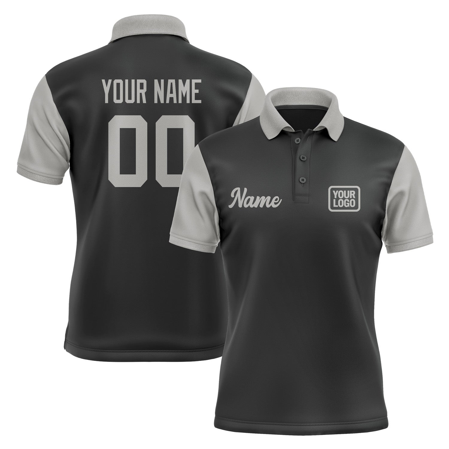 Custom Black Gray Short-Sleeve Polo Shirt PO170404B104