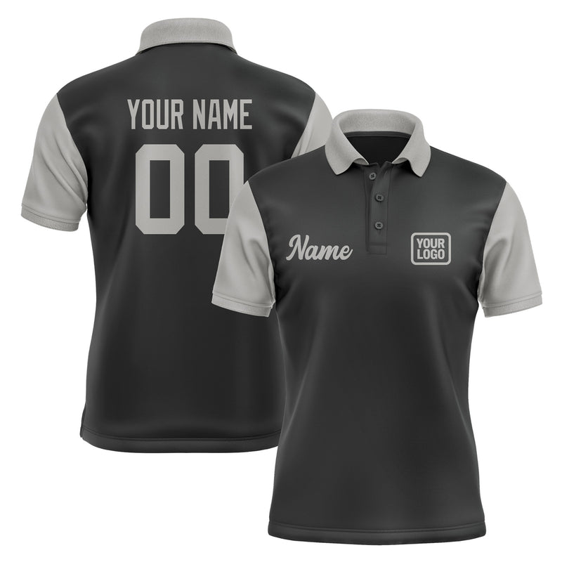 Custom Black Gray Short-Sleeve Polo Shirt PO170404B104