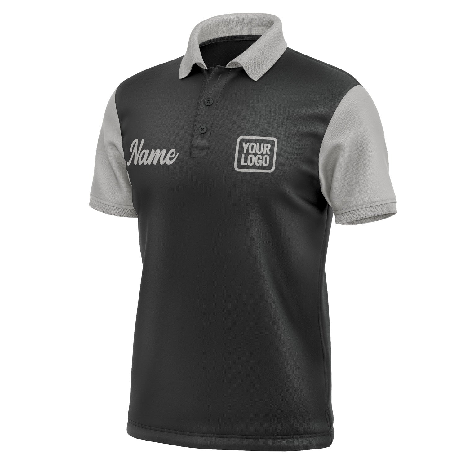 Custom Black Gray Short-Sleeve Polo Shirt PO170404B104