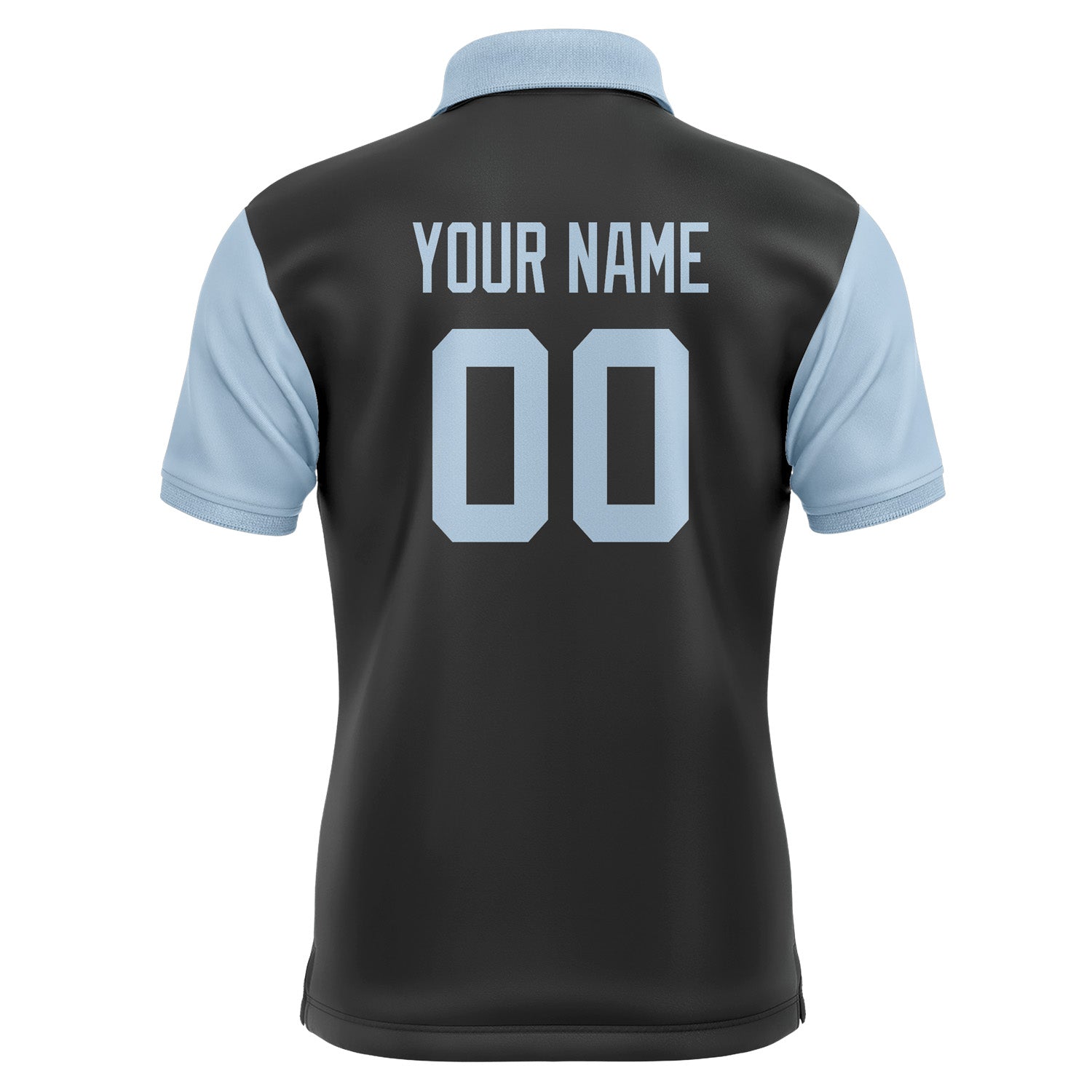 Custom Black Light Blue Short-Sleeve Polo Shirt PO170808B108