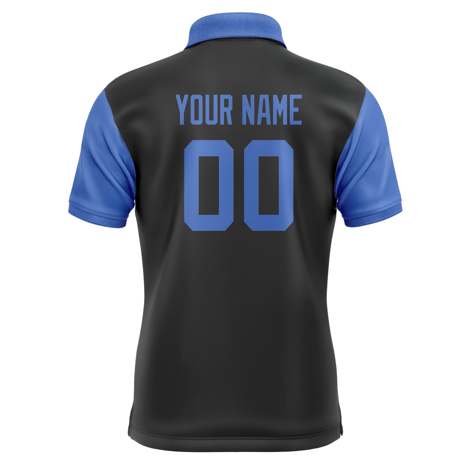 Custom Black Sky Blue Short-Sleeve Polo Shirt PO170909B109