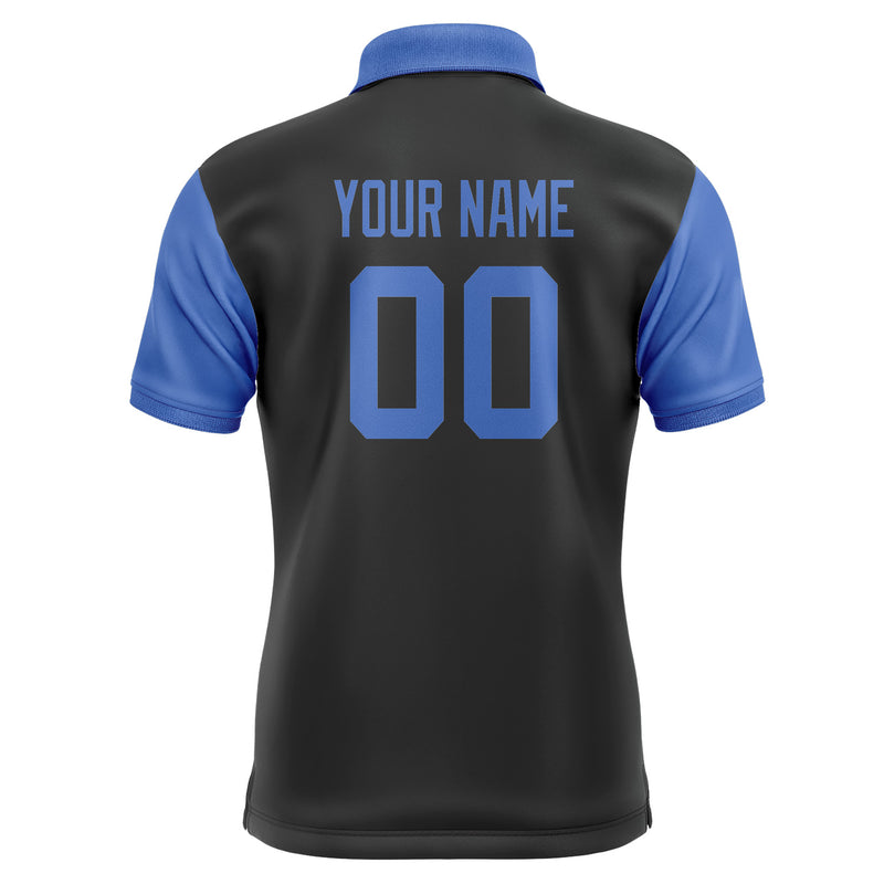 Custom Black Sky Blue Short-Sleeve Polo Shirt PO170909B109