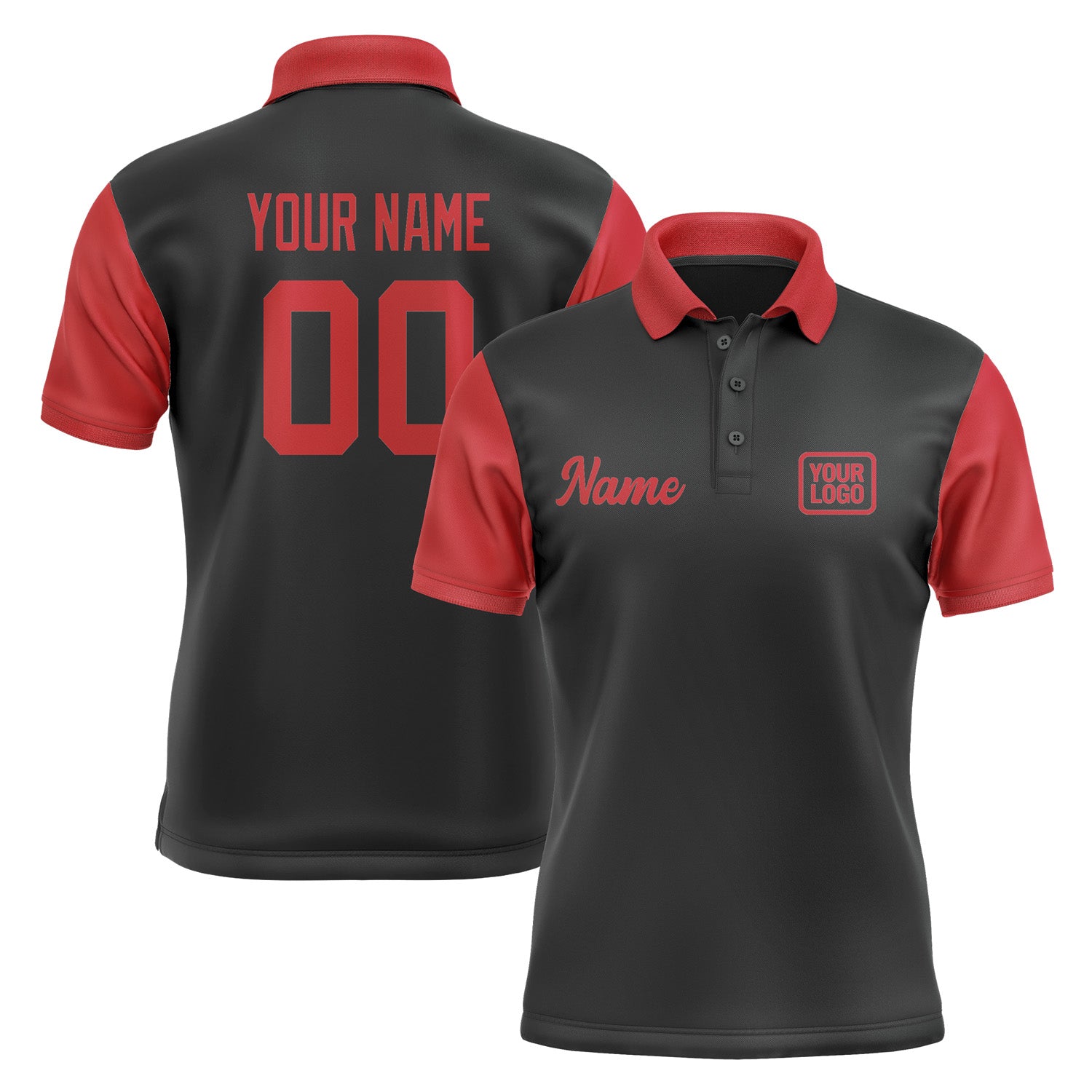 Custom Black Red Short-Sleeve Polo Shirt PO171414B114