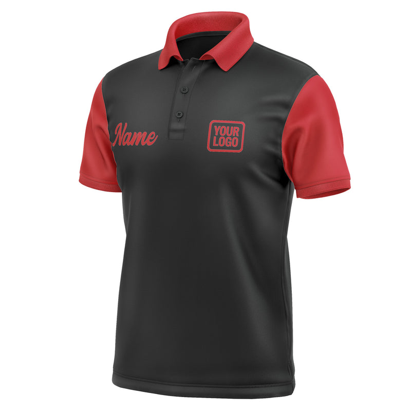 Custom Black Red Short-Sleeve Polo Shirt PO171414B114