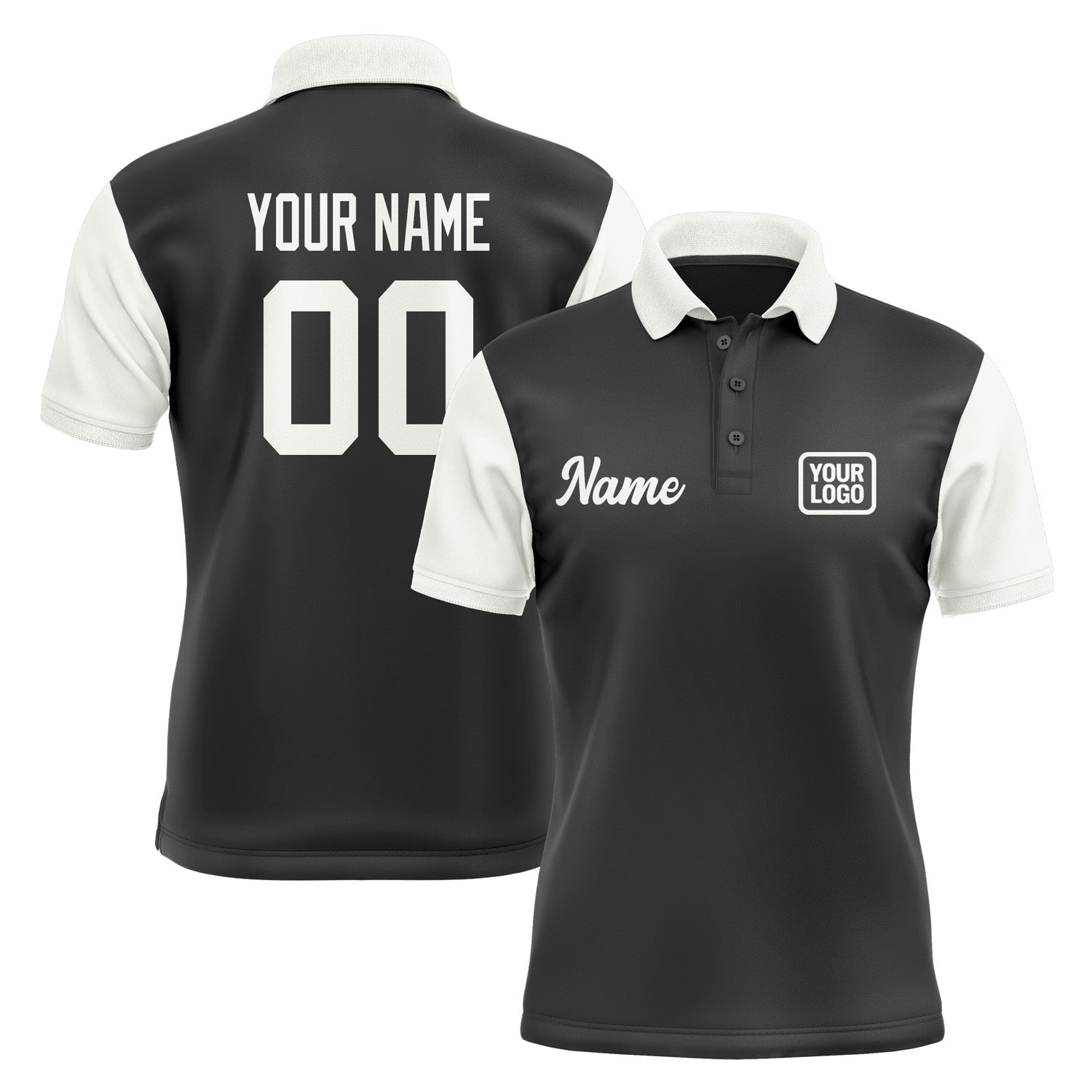 Custom Black White Short-Sleeve Polo Shirt PO171818B118