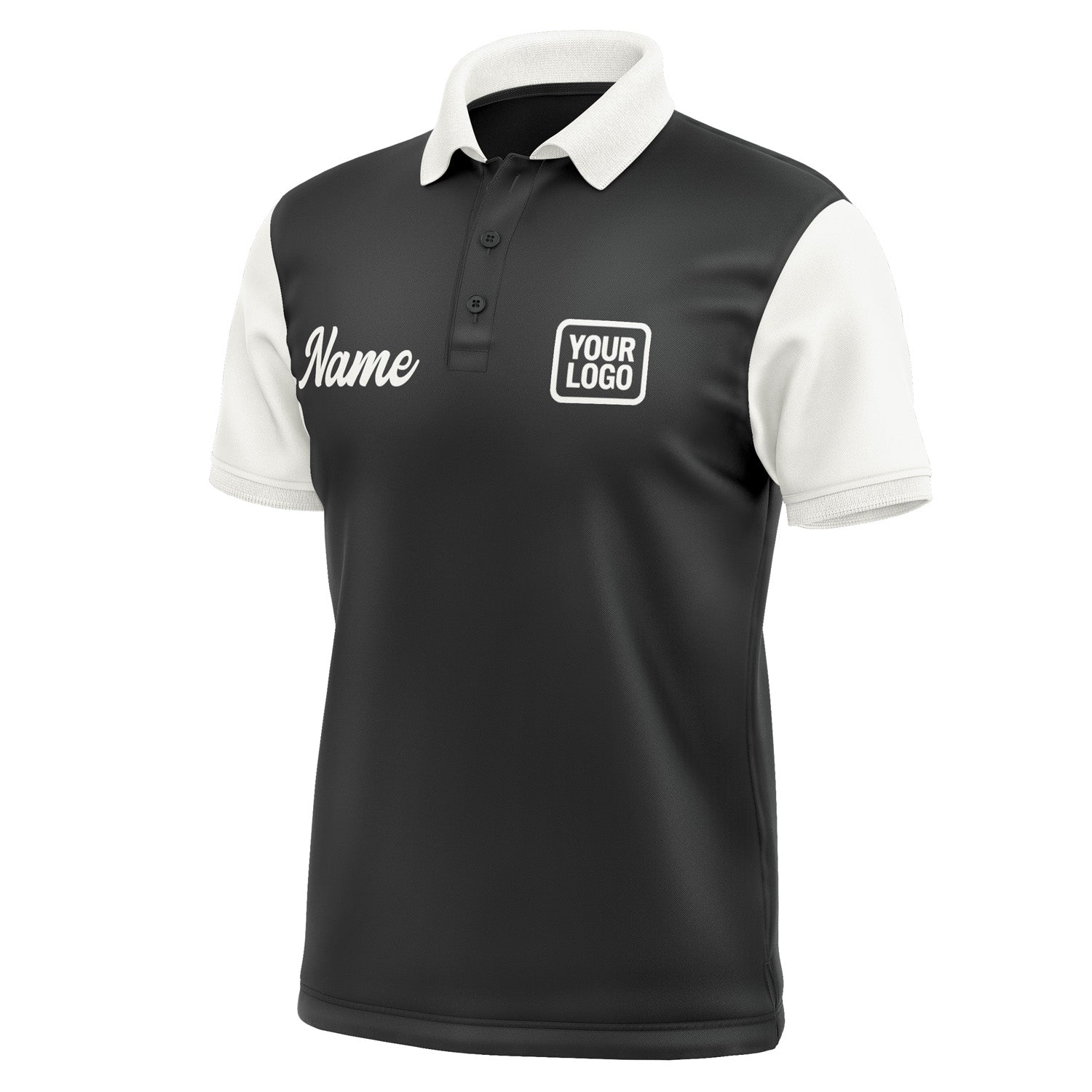 Custom Black White Short-Sleeve Polo Shirt PO171818B118