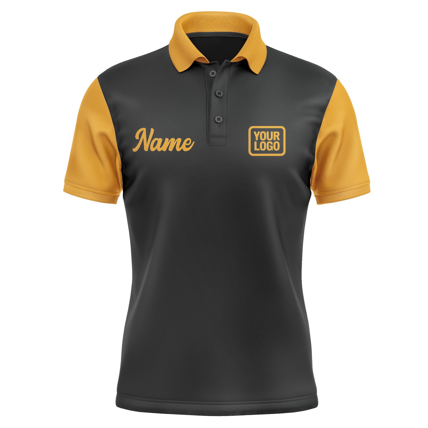Custom Black Yellow Short-Sleeve Polo Shirt PO171919B119