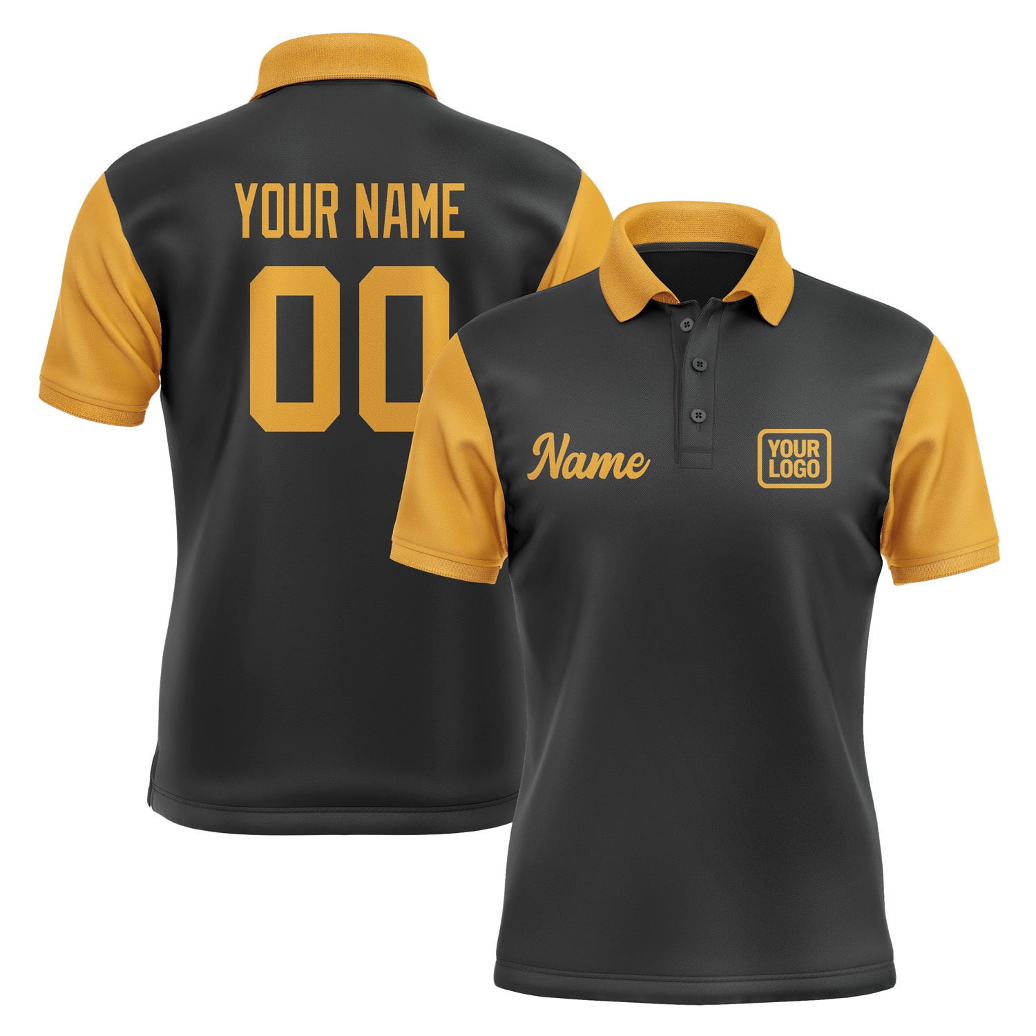 Custom Black Yellow Short-Sleeve Polo Shirt PO171919B119