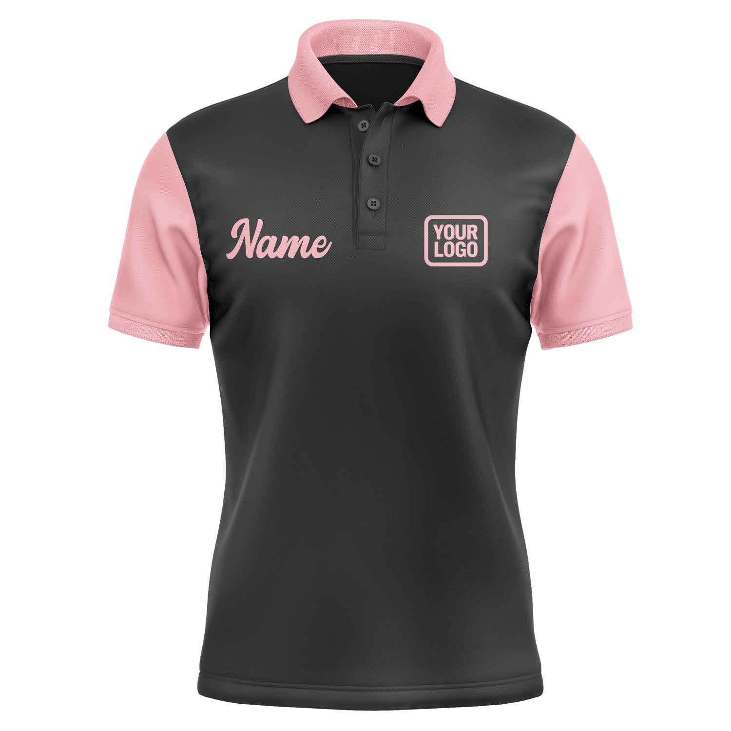 Custom Black Light Pink Short-Sleeve Polo Shirt PO172121B121