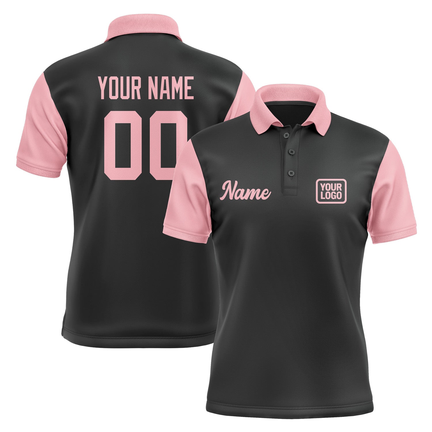 Custom Black Light Pink Short-Sleeve Polo Shirt PO172121B121