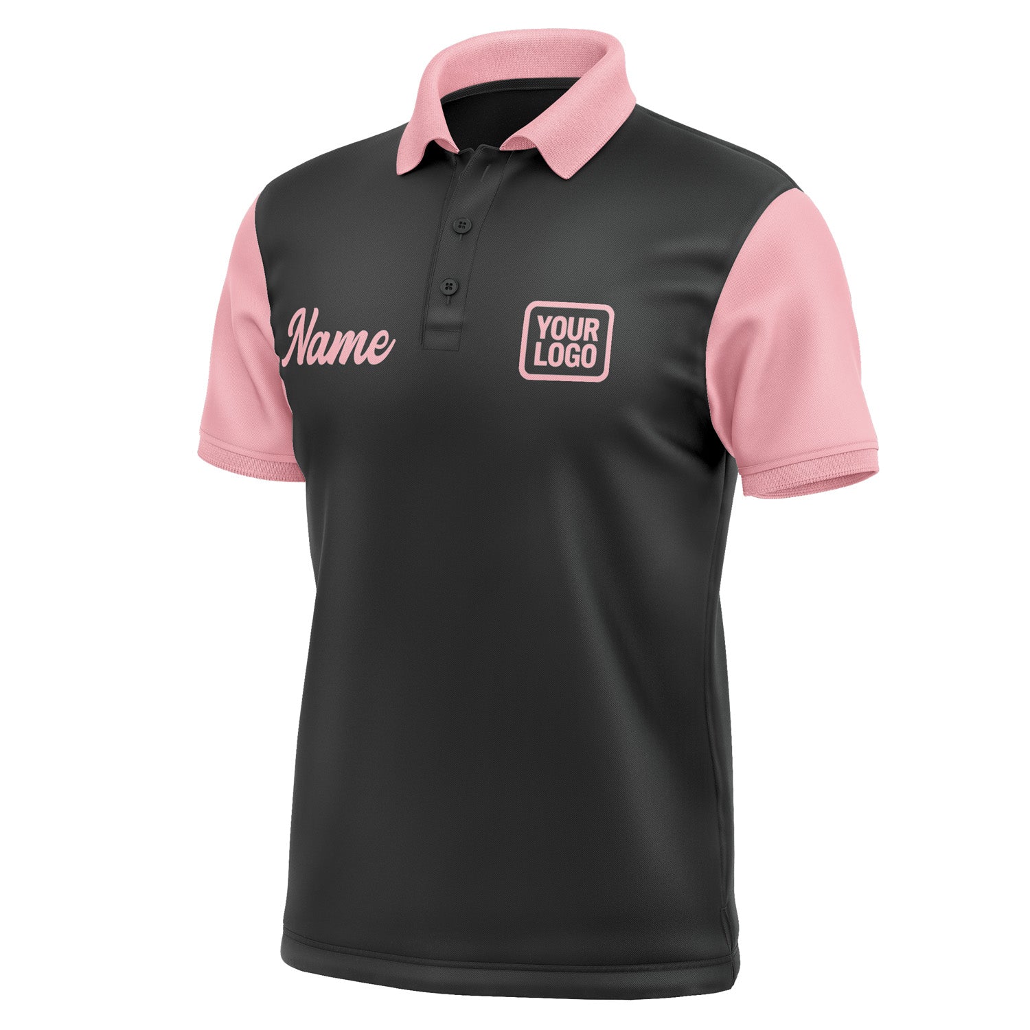 Custom Black Light Pink Short-Sleeve Polo Shirt PO172121B121