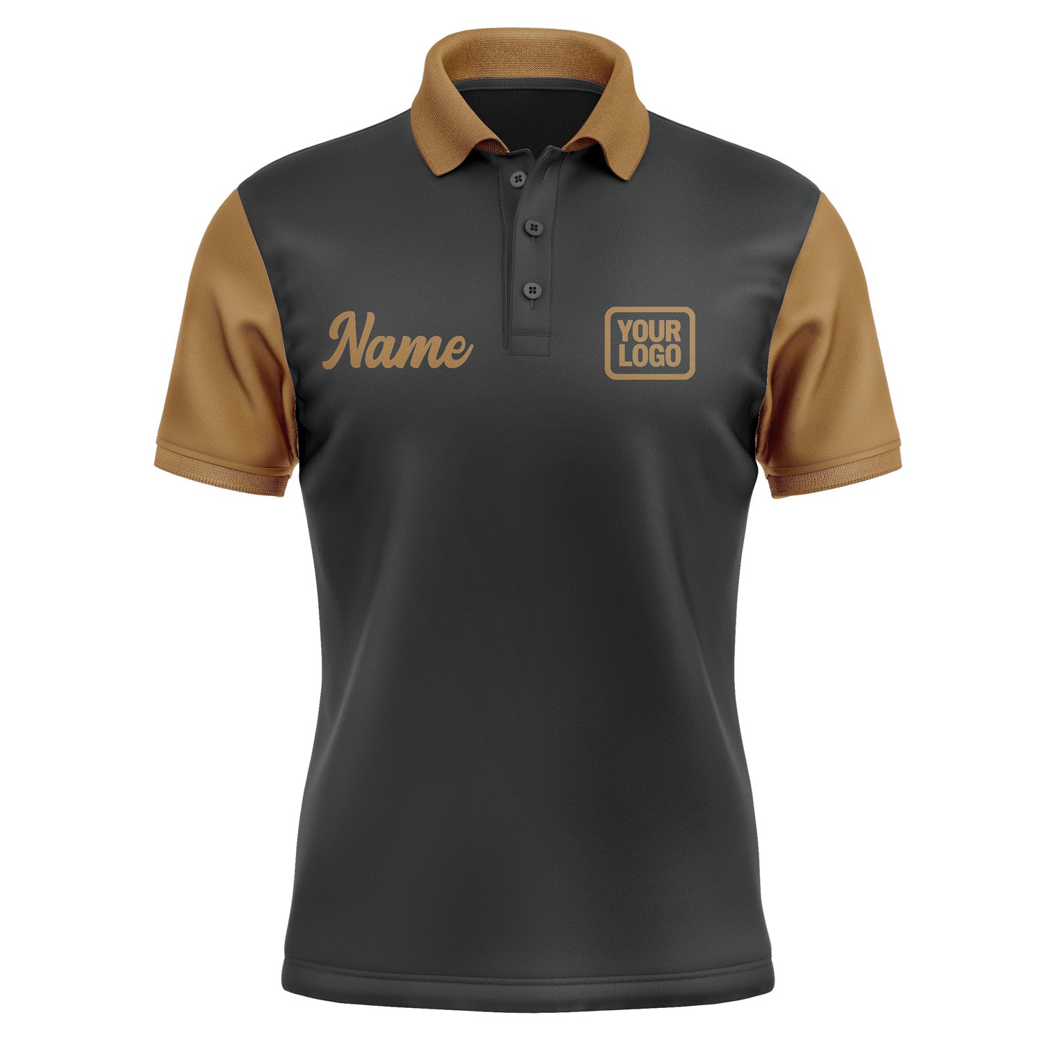 Custom Black Khaki Short-Sleeve Polo Shirt PO172222B122