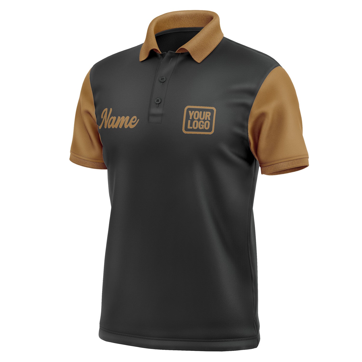 Custom Black Khaki Short-Sleeve Polo Shirt PO172222B122