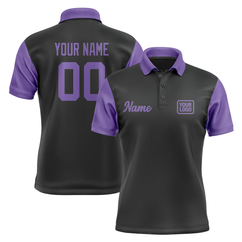 Custom Black Light Purple Short-Sleeve Polo Shirt PO172323B123