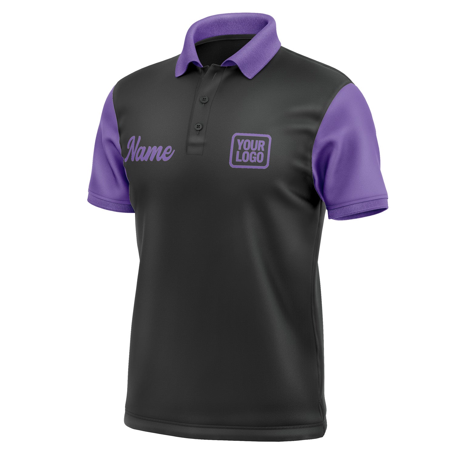 Custom Black Light Purple Short-Sleeve Polo Shirt PO172323B123