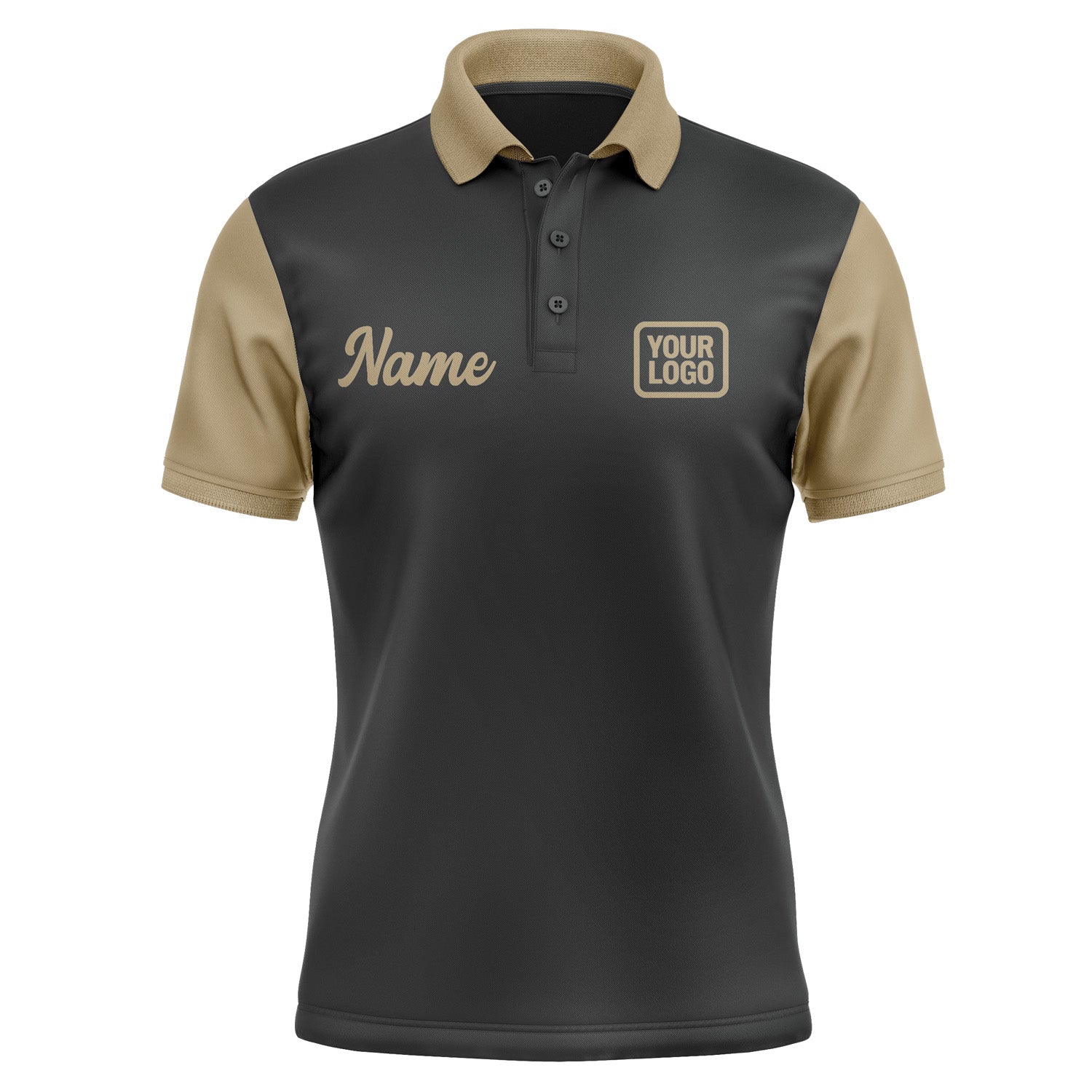 Custom Black Light Khaki Short-Sleeve Polo Shirt PO172525B125