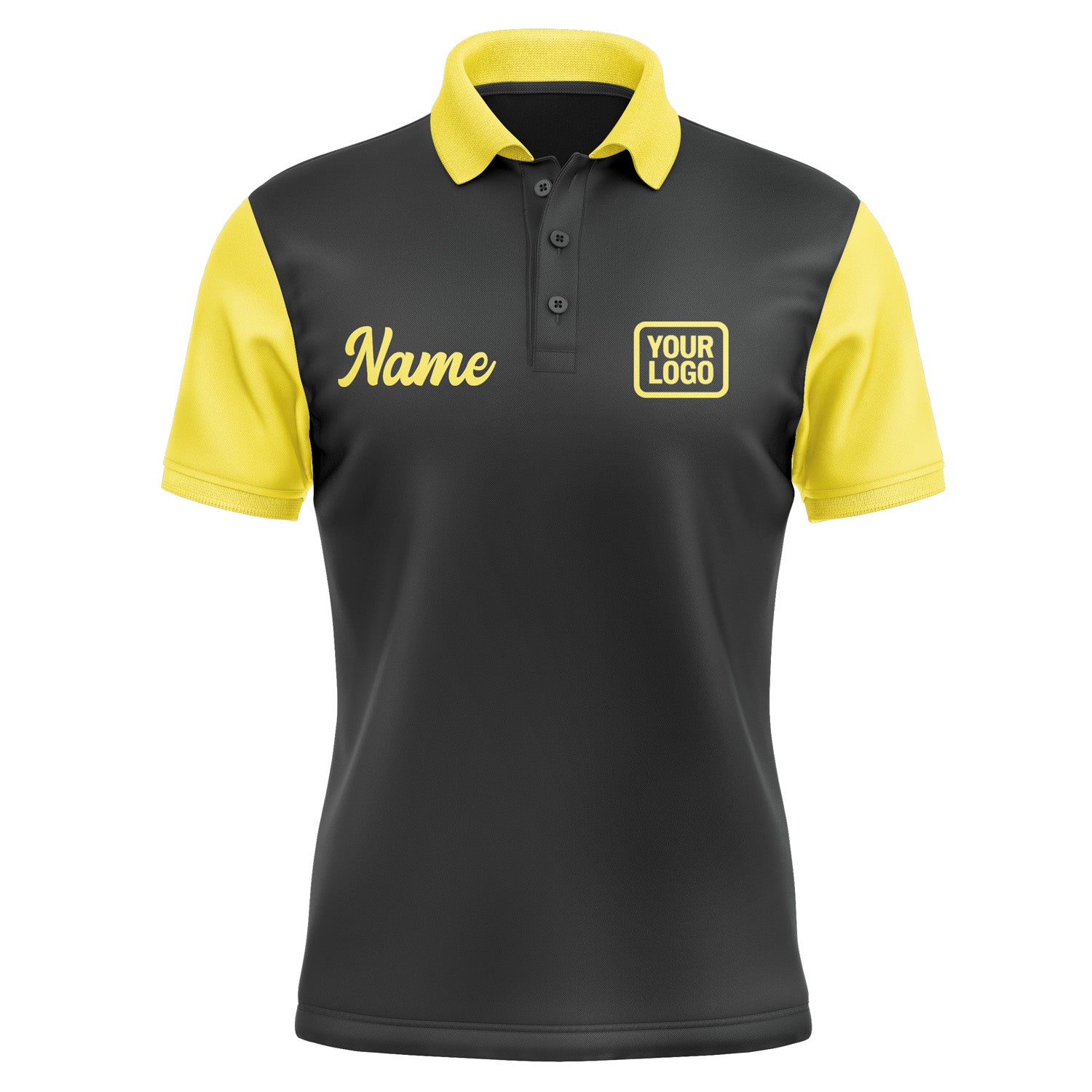 Custom Black Light Yellow Short-Sleeve Polo Shirt PO172626B126